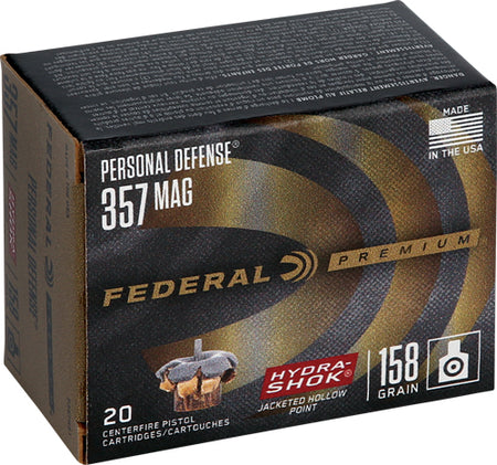 Federal .357 Magnum Personal Defense 158gr Hydra-Shok JHP Ammo
