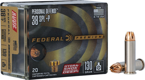 Federal .38 Special +P Personal Defense 130gr Hydra-Shok Deep HP Ammo
