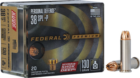Federal .38 Special +P Personal Defense 130gr Hydra-Shok Deep HP Ammo