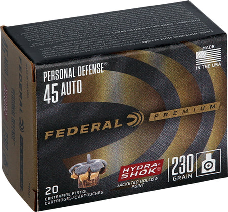 Federal .45 ACP Personal Defense 230gr Hydra-Shok JHP Ammo