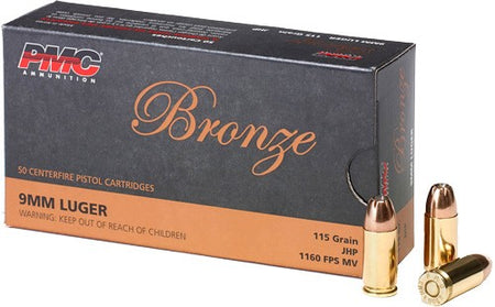PMC 9mm Luger Bronze 115gr JHP Ammo