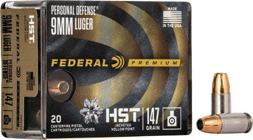 Federal 9mm Luger Personal Defense 147gr HST JHP Ammo