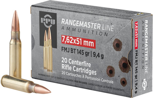 PPU .308 Win Rangemaster 145gr FMJ BT Ammo