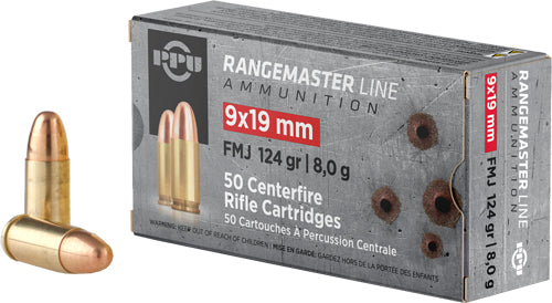 PPU 9mm Luger Rangemaster 124gr FMJ Ammo