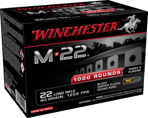 Winchester .22 Long Rifle M-22 40gr Black CPRN Ammo