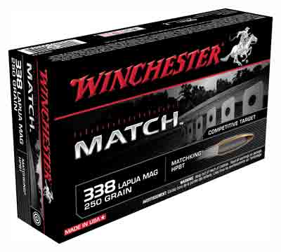 Winchester .338 Lapua Magnum Match 250gr BTHP Ammo