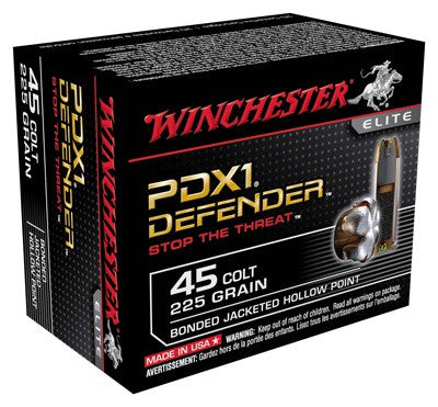 Winchester S45CPDB PDX1 Defender Elite Bonded Jacket Hollow Point 225 Grain .45 Long Colt 850 fps