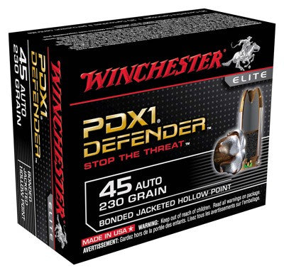 Winchester .45 ACP PDX1 Defender 230gr Bonded JHP Ammo