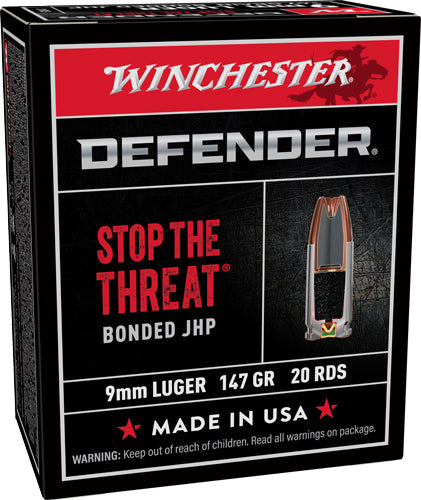 Winchester 9mm Luger Defender 147gr Bonded JHP Ammo
