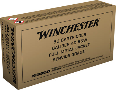 Winchester .40 S&W Service Grade 165gr FMJ FN Ammo