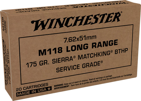 Winchester .308 Win / 7.62x51mm Service Grade M118 Long Range 175gr BTHP Ammo