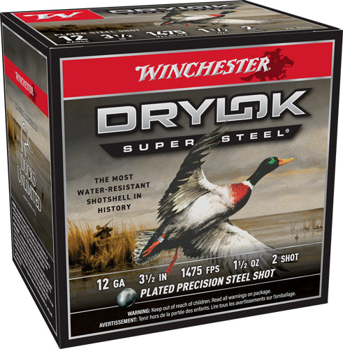Winchester SSH12LH2 Drylok Super Steel High Velocity 12 Gauge 3-1/2 1-1/2oz #2 1475 fps