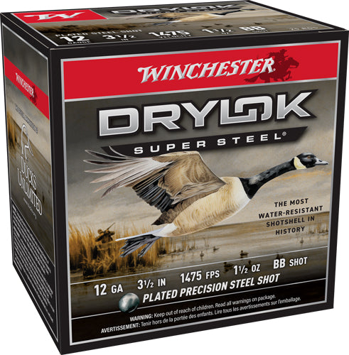 Winchester SSH12LHBB Drylok Super Steel High Velocity 12 Gauge 3-1/2 1-1/2oz #BB 1475 fps