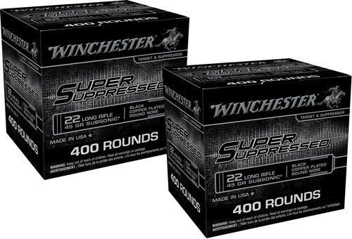 Winchester .22 LR Super Suppressed 45gr Black CPRN Ammo - 800 Rounds