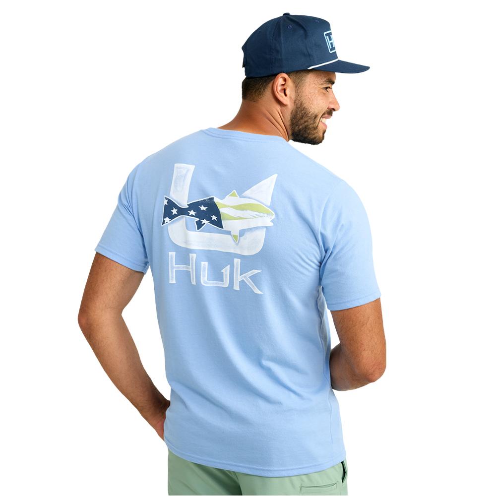 Huk Fish Flag Short Sleeve Shirt Marolina Blue M