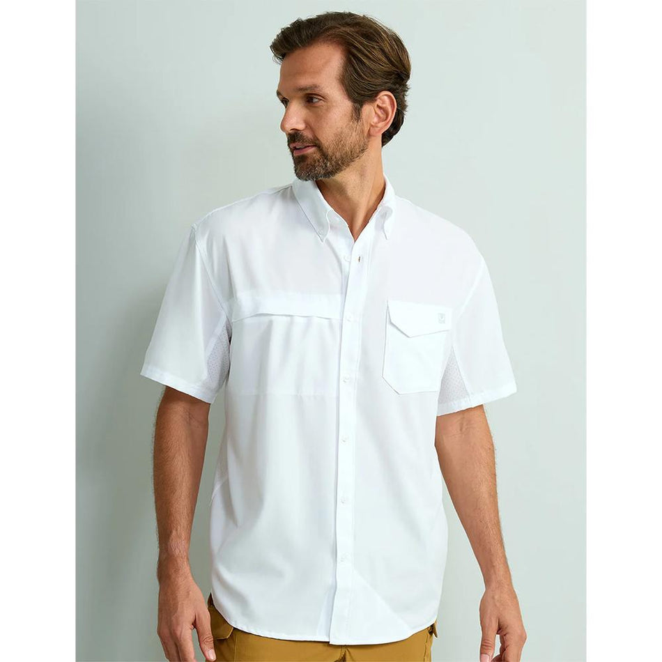 Huk Tide Point Short Sleeve Button Down Shirt White S