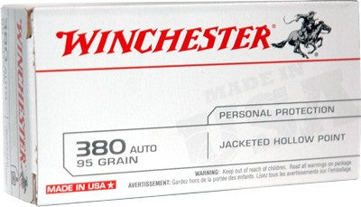 Winchester USA380JHP USA Jacketed Hollow Point 95 Grain .380 ACP/Auto 955 fps