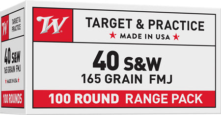 Winchester .40 S&W 165gr FMJ Ammo - 100 Rounds