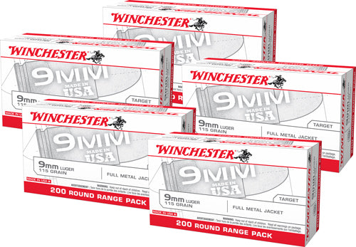 Winchester 9mm Luger / Parabellum USA Target & Practice Range Pack 115gr FMJ Ammo