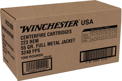 Winchester .223 Remington 55gr FMJ Ammo - 1000 Rounds