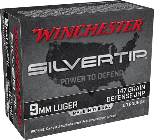 Winchester 9mm Luger / Parabellum Silvertip Defense 147gr JHP Ammo