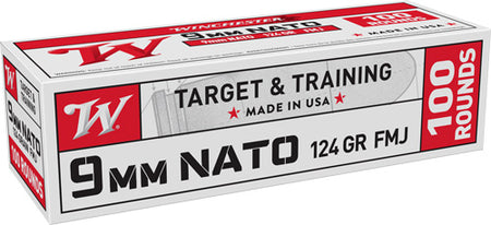 Winchester 9mm Luger / Parabellum USA WHITE BOX Target & Training 124gr FMJ Ammo