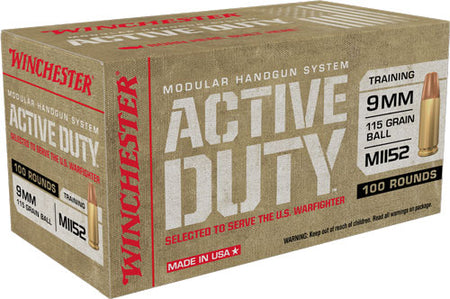 Winchester 9mm Luger / Parabellum Active Duty M1152 115gr FMJ Ammo