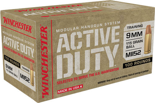 Winchester 9mm Luger / Parabellum Active Duty M1152 115gr FMJ Ammo