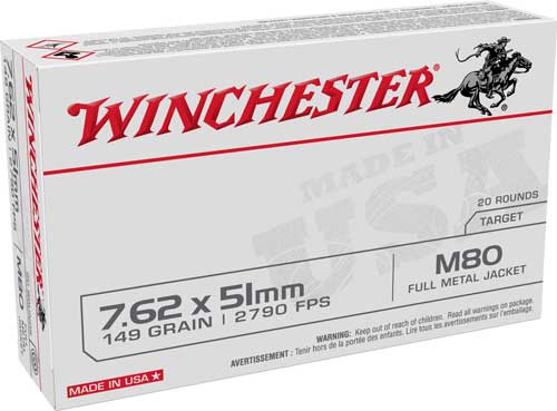 Winchester 7.62x51mm 149gr M80 FMJ Ammo
