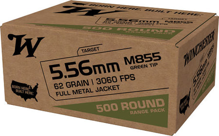 Winchester 5.56x45mm NATO M855 Green Tip Range Pack 62gr FMJ Ammo