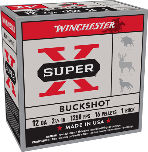 Winchester Super-X 16 Pellets 12 Gauge 2.75 in 1-3/5 oz #1 Buck