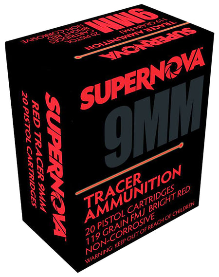 Supernova 9mm Luger/Parabellum PMSN9MMR Red Tracer Non Corrosive Full Metal Jacket FMJ 119 Grain