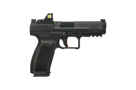 Canik HG6595OSVN Mete SFT One Series w/Optic 9mm Luger 18+1 4.46" Black Barrel, Black Nitride Steel Serrated w/Optic Slide, Black Polymer Frame w/Beavertail & Picatinny Rail, Interchangeable Backstrap