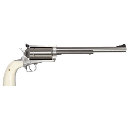 Magnum Research BFR4570B BFR Long Cylinder Extra Large 45-70 Gov 5 Shot 10" Brushed Stainless Steel Barrel, Cylinder & Frame, Bisley White Laminate Grip, Exposed Hammer