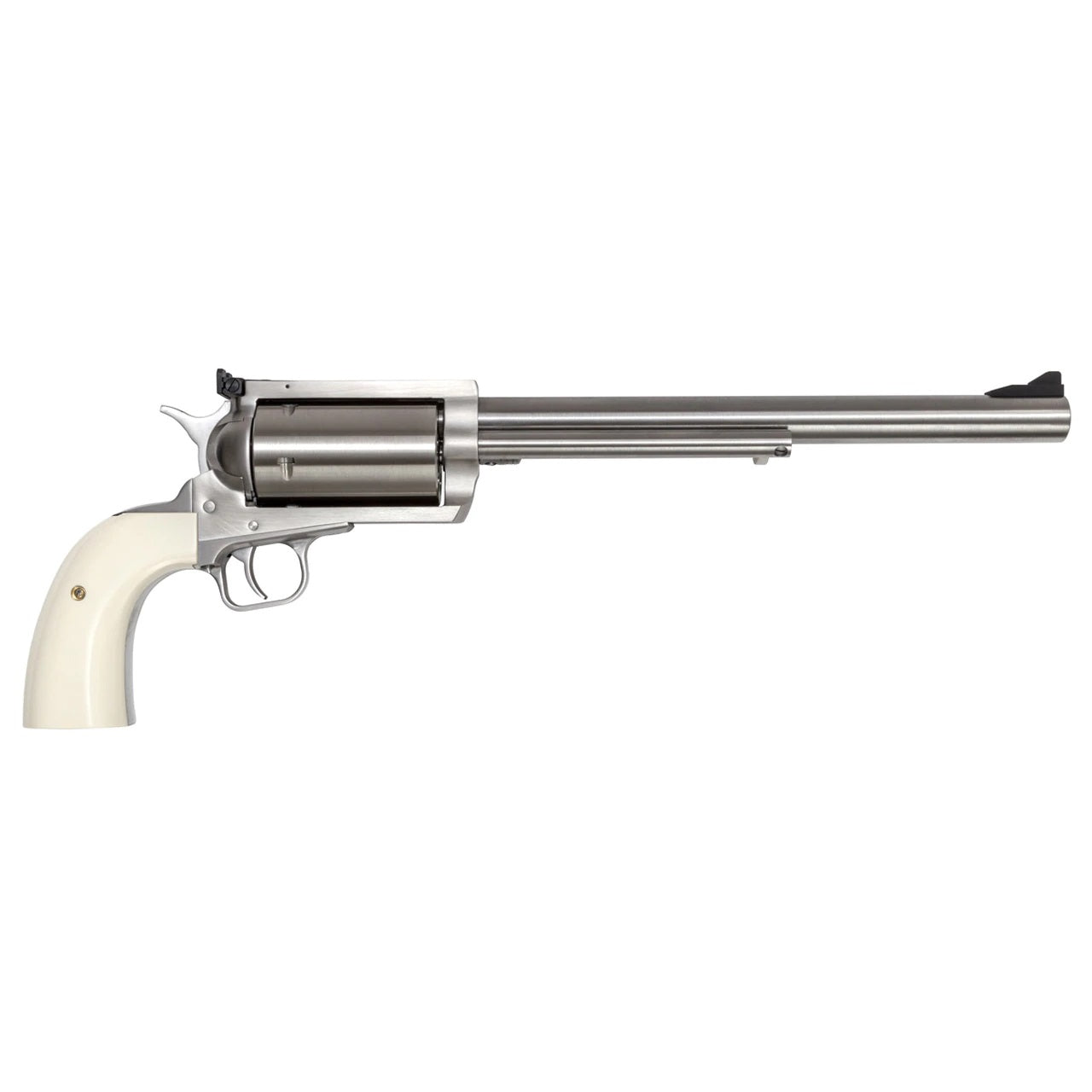 Magnum Research BFR500SW10B BFR Long Cylinder Extra Large 500 S&W Mag 5 Shot 10" Brushed Stainless Steel Barrel, Cylinder & Frame, Bisley White Laminate Grip, Exposed Hammer