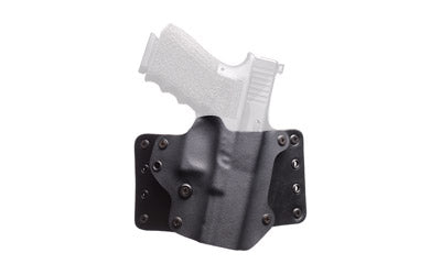 BlackPoint Tactical Leather Wing OWB Holster, Fits Glock 17/22/31, Right Hand, Black Kydex & Leather, with 1.75" Belt Loops, 15 Degree Cant 100080