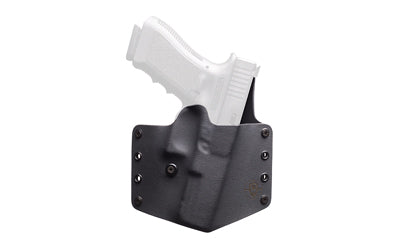 BlackPoint Tactical Standard OWB Holster, Fits Sig P365 AXG Legion, Right Hand, Black Kydex & Leather, 1.75" Belt Loops, Optic Compatible 172010