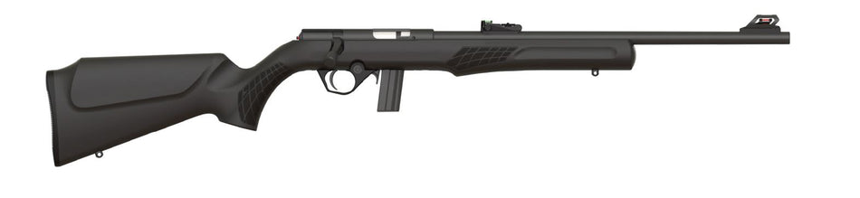 Rossi RB22L1811 RB22 Full Size 22 LR 10+1, 18" Matte Black Button Rifled Free Floating Steel Barrel, Matte Black Stainless Steel Receiver, Black Monte Carlo Stock, Right Hand