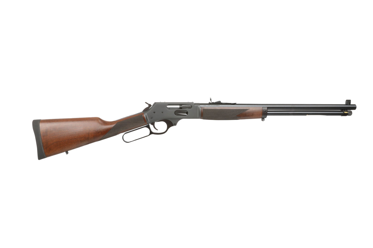 Henry H009G-360BH Side Gate Full Size 360 Buckhammer 5+1 20" Blued Stainless Steel Barrel, Blued Drilled & Tapped Stainless Steel Receiver, Fixed American Walnut Stock, Right Hand