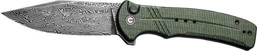 CIVIVI KNIFE COGENT 3.47" GREEN MICARTA/DAMASCUS BTTNLK!