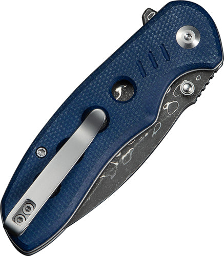 CIVIVI KNIFE TRIPTYCH 2.97" BLUE CANVAS MICARTA DAMASCUS