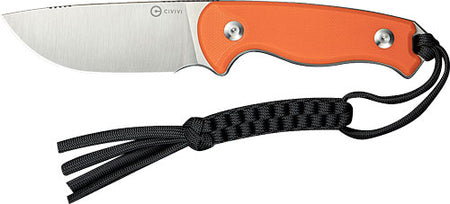 CIVIVI KNIFE TIMBERBARK 3.2" FIXED ORANGE/SATIN G10 STNWASH
