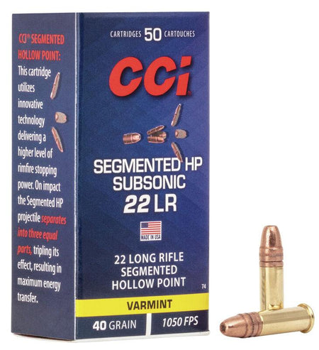 CCI .22 Long Rifle Segmented HP Subsonic 40gr JHP Ammo