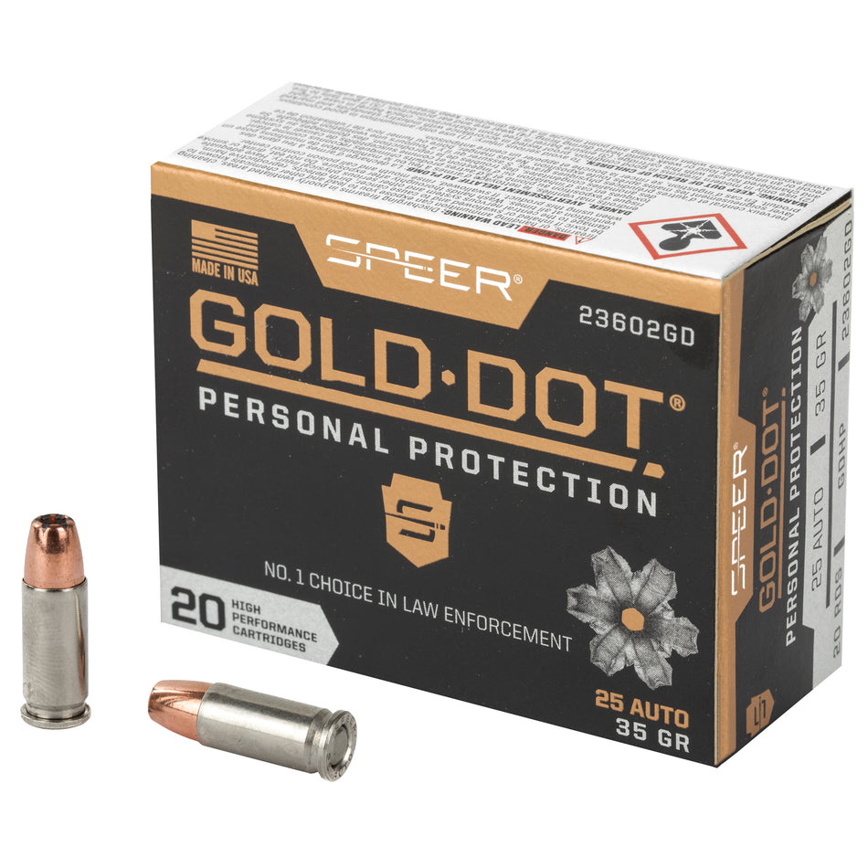 Speer .25 ACP Gold Dot Personal Protection 35gr HP Ammo