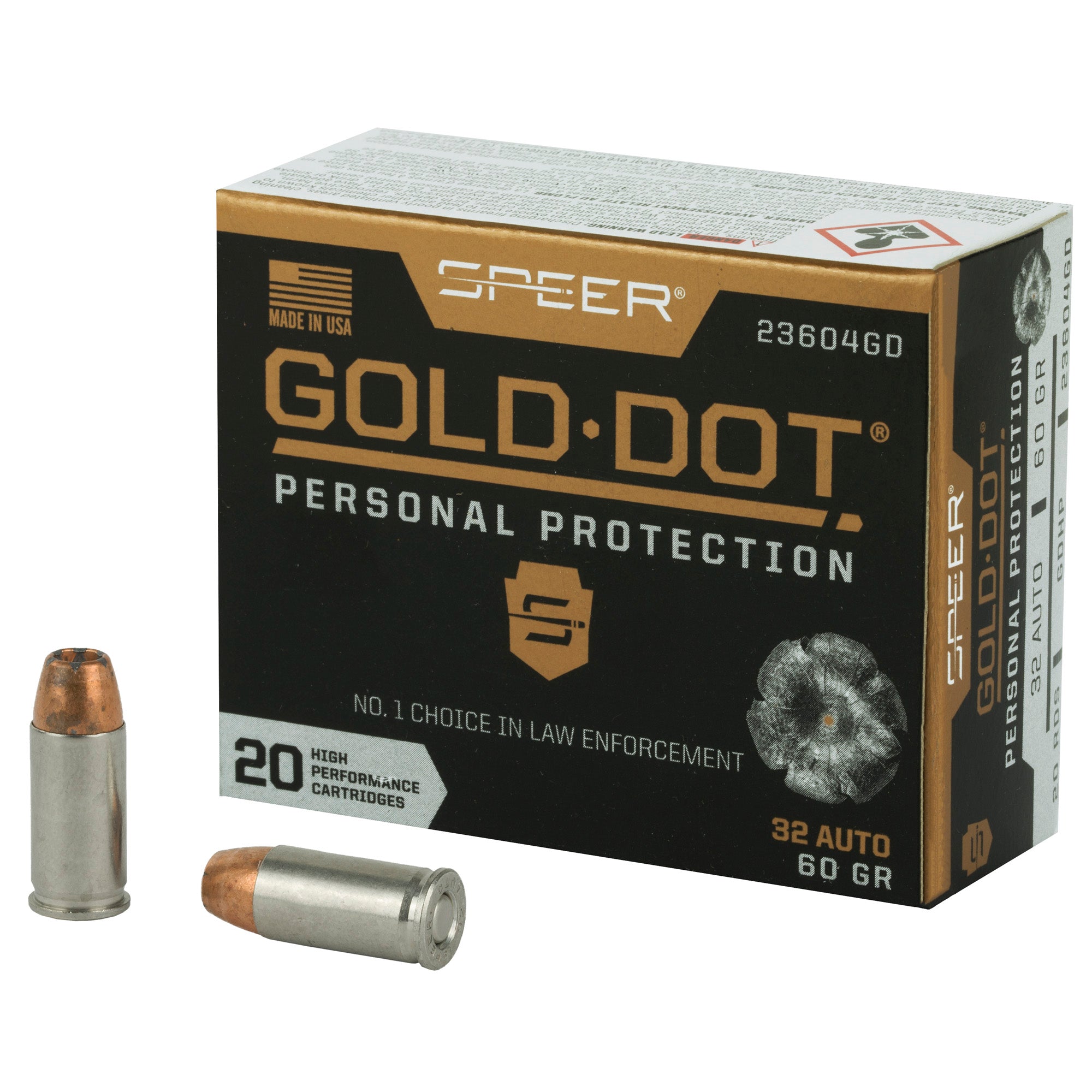 Speer .32 ACP Gold Dot Personal Protection 60gr BHP Ammo