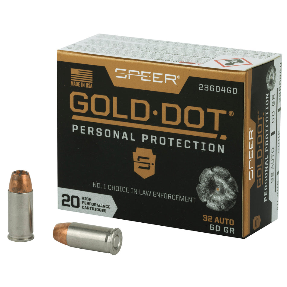 Speer .32 ACP Gold Dot Personal Protection 60gr BHP Ammo