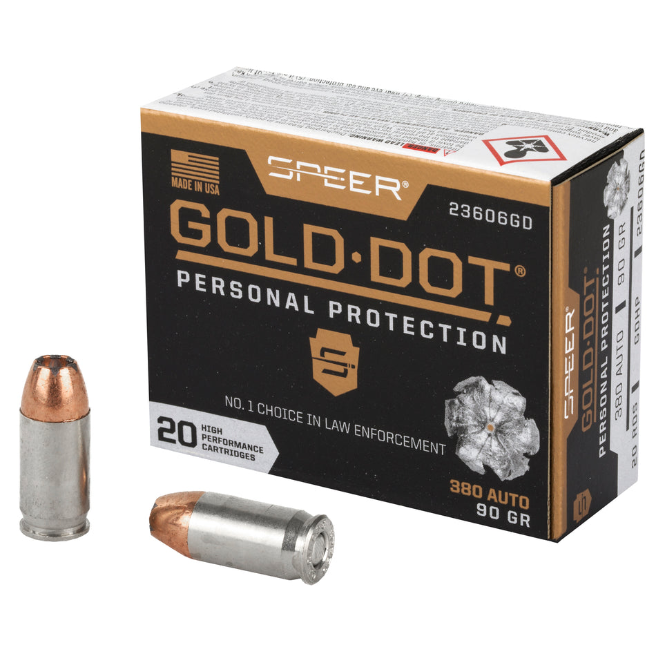 Speer .380 ACP Gold Dot Personal Protection 90gr HP Ammo