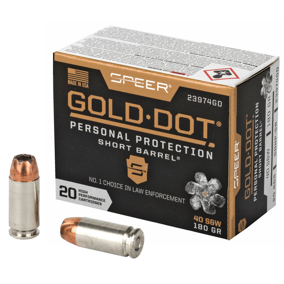Speer .40 S&W Gold Dot Short Barrel 180gr HP Ammo