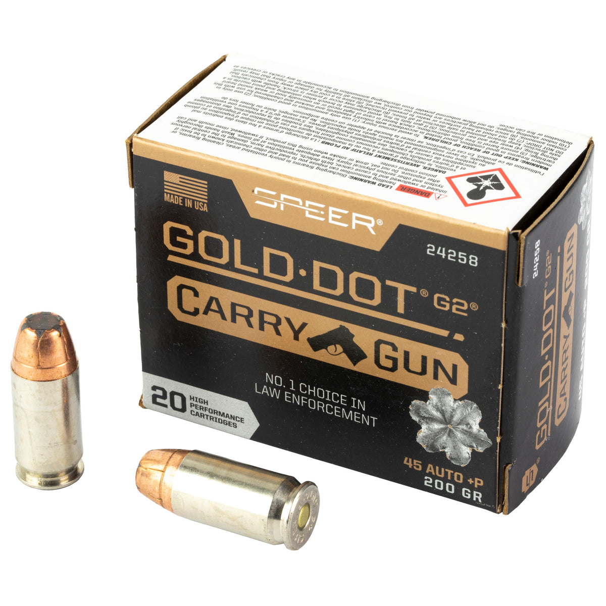 Speer .45 ACP +P Gold Dot Carry Gun 200gr HP Ammo