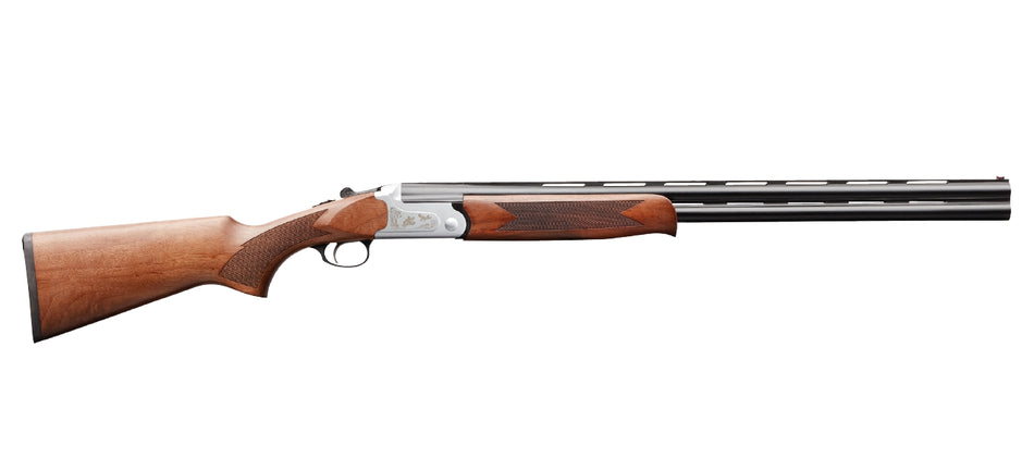 Charles Daly 930218 202 410 Gauge 2rd 3" 26" Blued Vent Rib Barrel, Silver Engraved Steel Receiver, Fixed Walnut Wood Stock